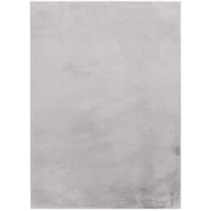Bliss Grey 5 ft. x 7 ft. Solid Polyester Area Rug