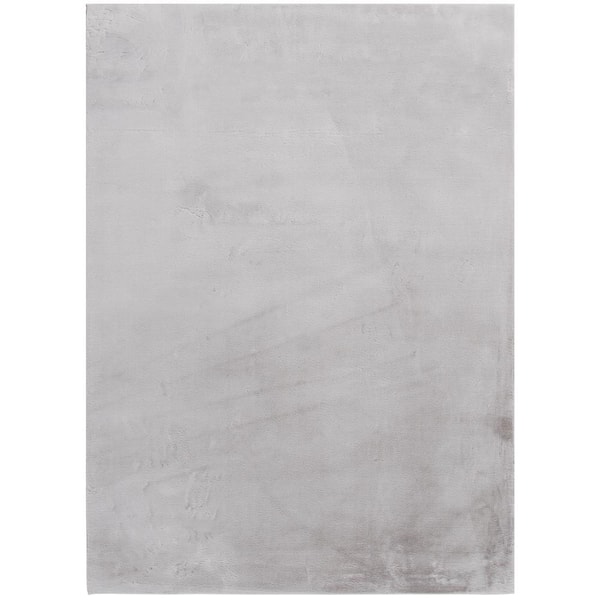 Natco Bliss Grey 7 ft. x 9 ft. Solid Polyester Area Rug