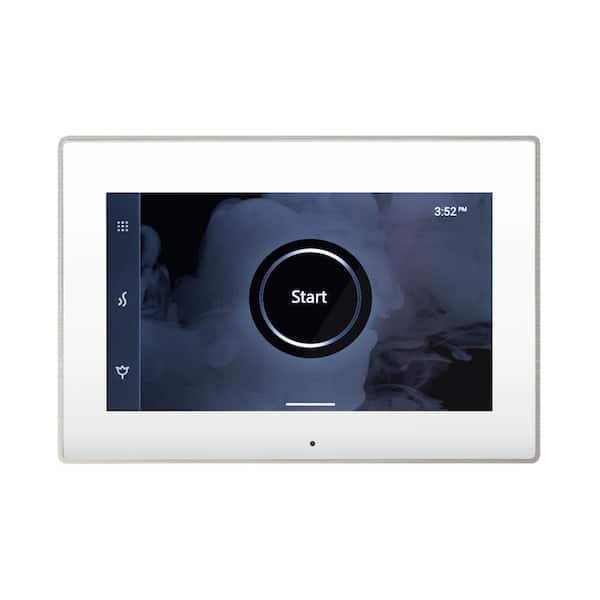 Mr.Steam iSteamX Steam Shower Control and Aroma Glass SteamHead in White Brushed Nickel