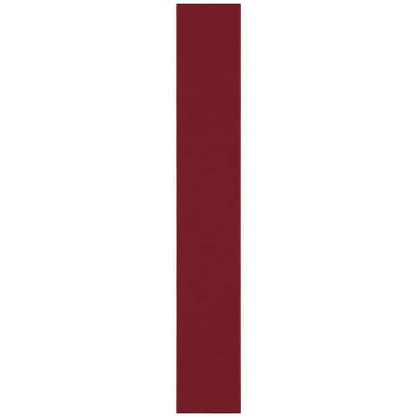 Ottohome Collection Non-Slip Rubberback Modern Solid Design 2x12 Indoor Runner Rug, 1 ft. 10 in. x 12 ft., Red