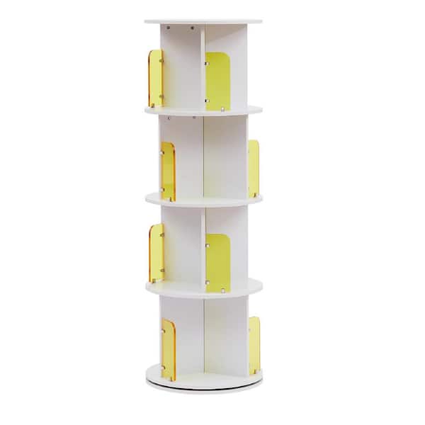 Latitude Run® 4 Tier Rotating Bookshelf With Wheels, 360° Storage