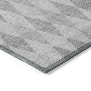 Denim Blue 8 ft. x 10 ft. Woven Geometric Rectangle Indoor/Outdoor Area Rug