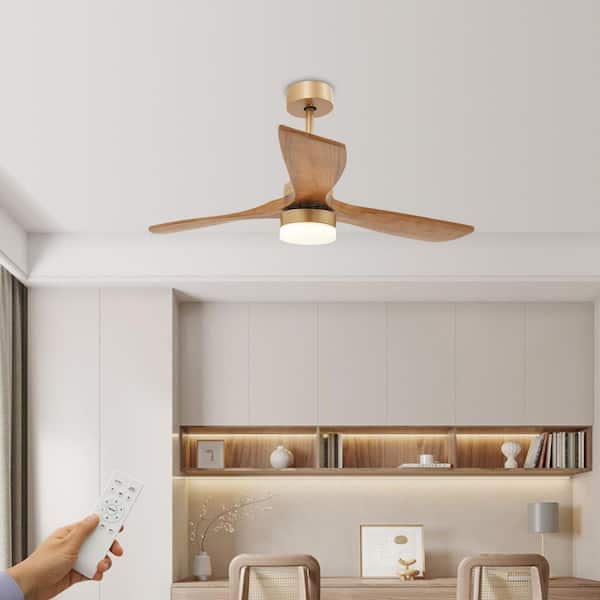 48 in. Integrated LED Indoor Reversible 6 Speeds Smart Timing Light Brown Ceiling Fan with Light and Remote