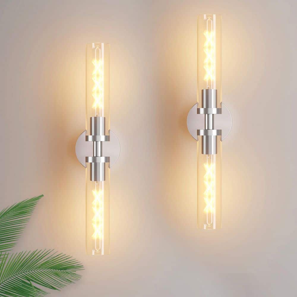 Modern Chrome Wall Sconce with Clear Glass for Bathroom Mirror Hallway (2-Pack) price history on PriceWatchPro