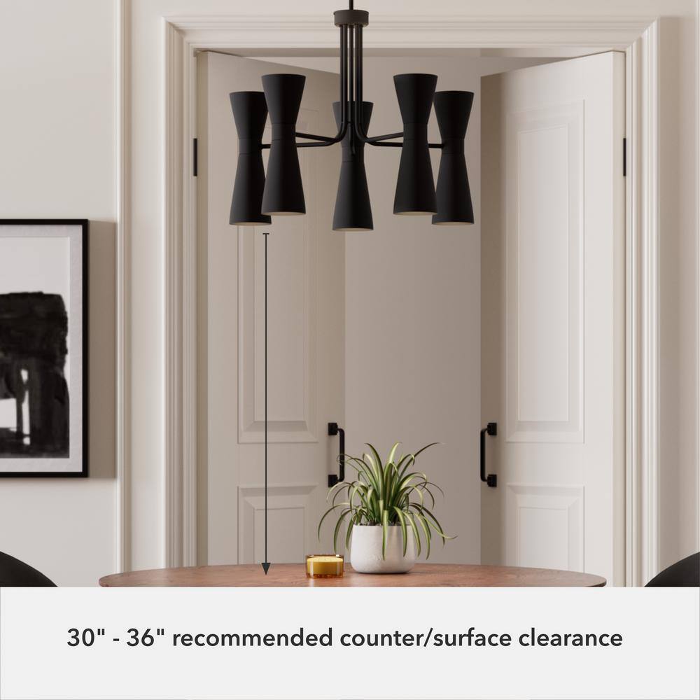 Zola 26" Matte Black 10-Light Mid-Century Modern Chandelier
