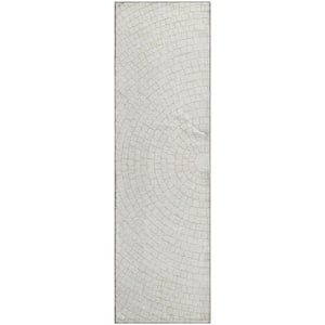 Mayfield Premium Machine Washable Abstract AMF2455 Ivory 2 ft. x 7 ft. Runner Rug