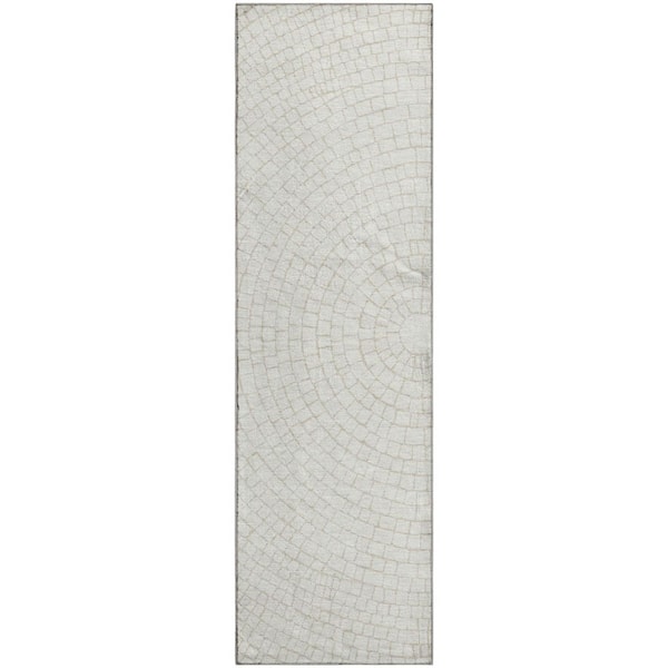 Mayfield Premium Machine Washable Abstract AMF2455 Ivory 2 ft. x 7 ft. Runner Rug