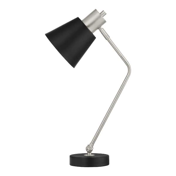 20 in. Brushed Nickel with Black Accents Table Lamp Metal Shade