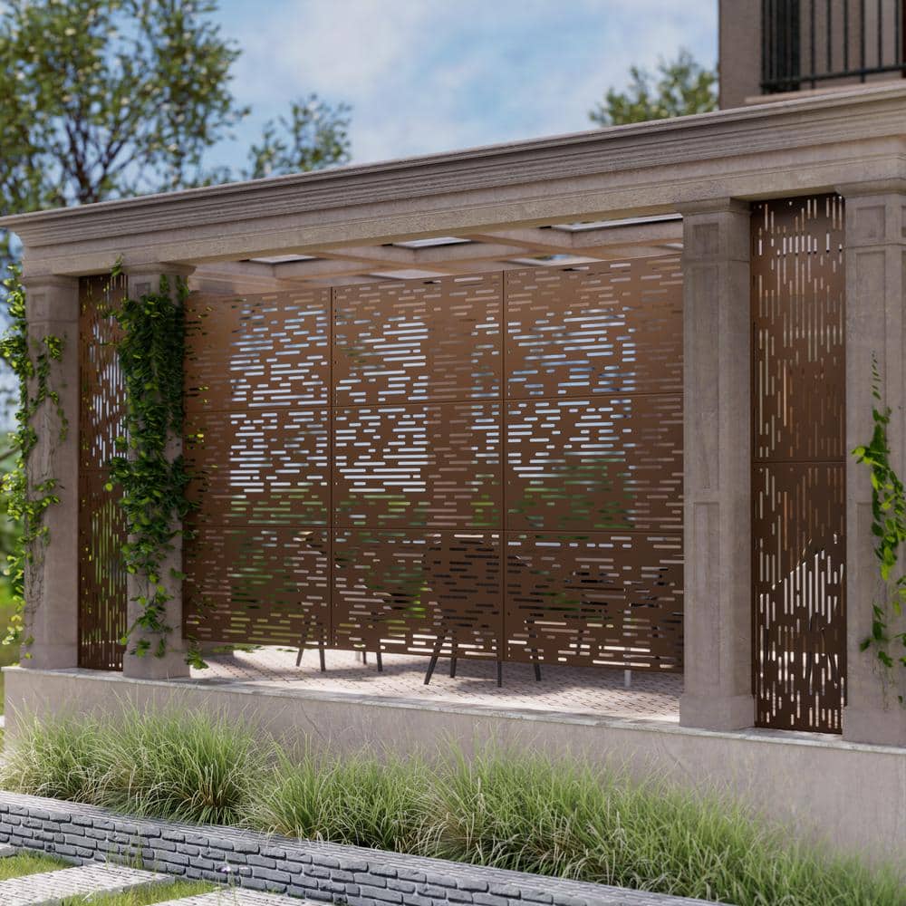 Godfrey 72 in. Galvanized Steel Garden Fence Outdoor Privacy Screen Garden Screen Panels in Brown price history on PriceWatchPro