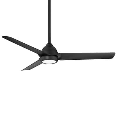 Mocha 54 in. Indoor/Outdoor Matte Black 3-Blade Smart Compatible Ceiling Fan with LED Light Kit and Remote Control