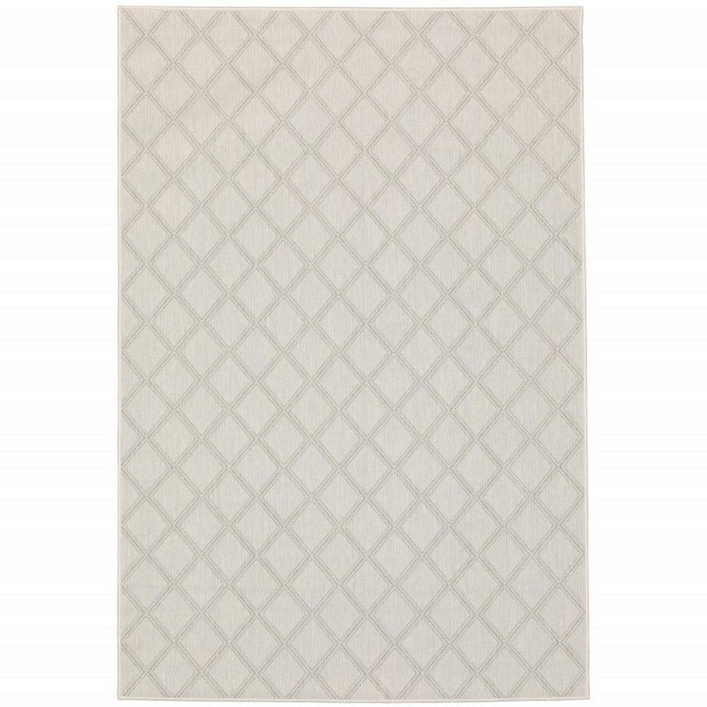 Gray, Ivory 3 ft. x 5 ft. Loomed Geometric Polypropylene Rectangle Indoor/Outdoor Area Rug price history on PriceWatchPro