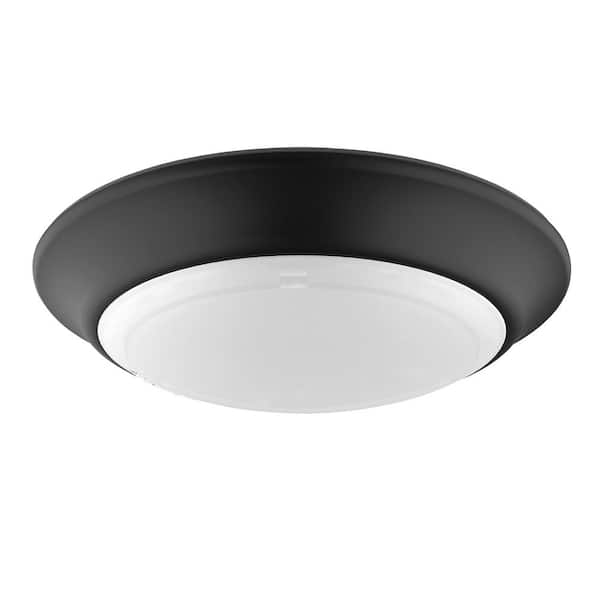 Envirolite 7 In Black Integrated Led Ceiling Or Flush Mount Disk Light Trim 4000k Evdk690dbk40 The Home Depot - Flush Ceiling Light Black Trim