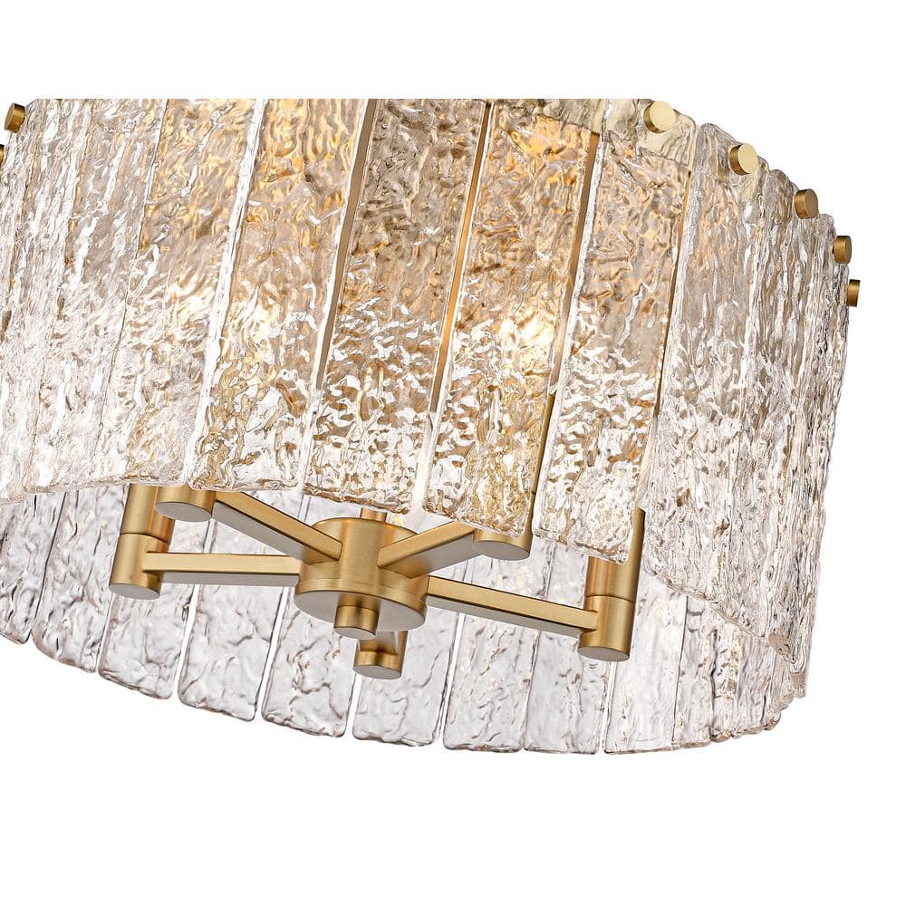 Modern Gold and Glass Textured Flush Mount Ceiling Light