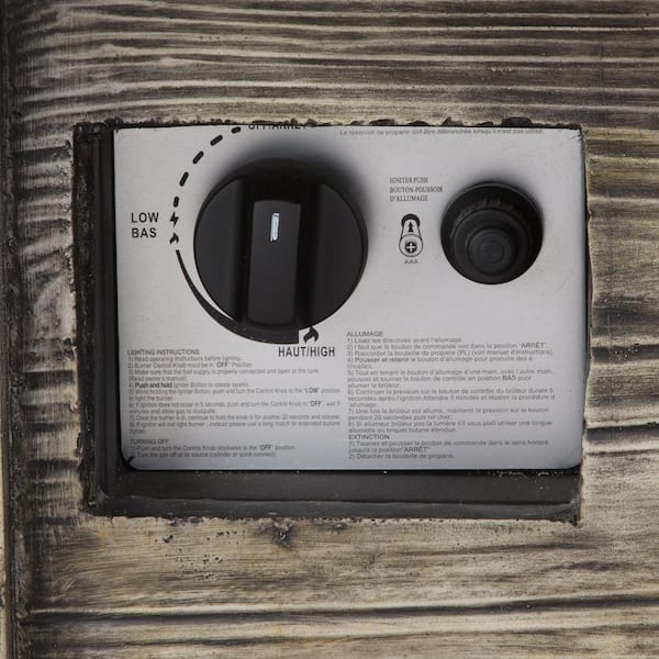 Merida Square Outdoor Propane Gas Grey Fire Pit Table with Lava Rock, 34.75 in. Long