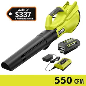 40V 120 MPH 550 CFM Cordless Battery Leaf Blower With 4.0 Ah Battery and Charger