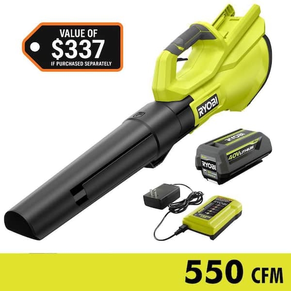 40V 120 MPH 550 CFM Cordless Battery Leaf Blower With 4.0 Ah Battery and Charger