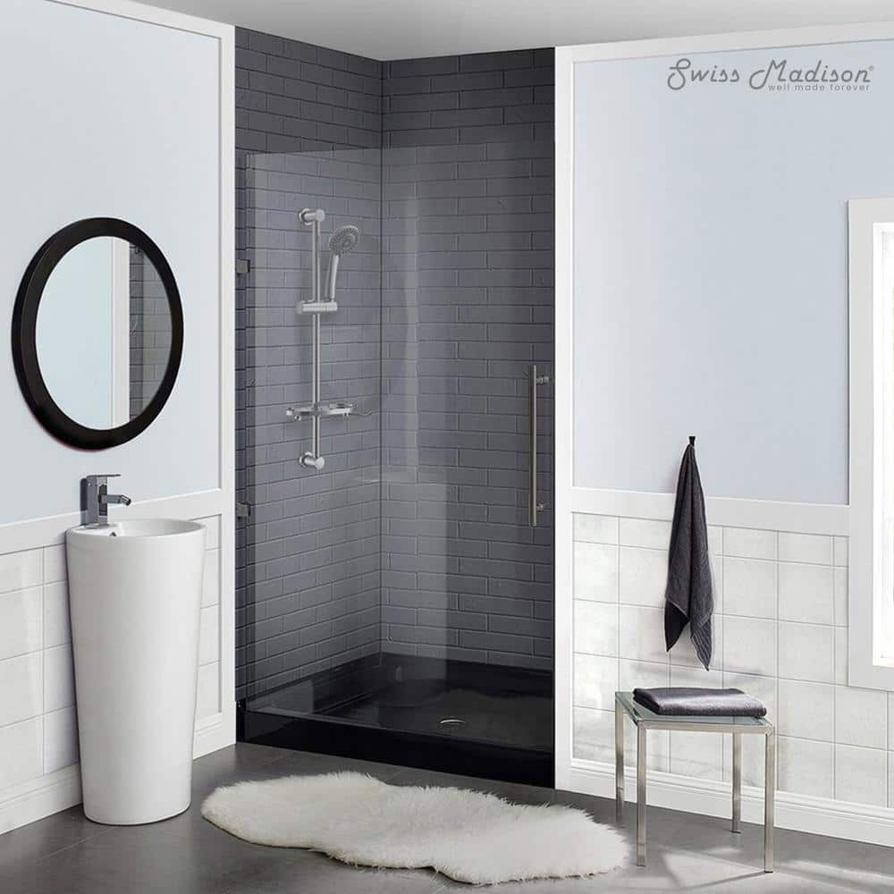 Voltaire 36" x 36" Glossy Black Acrylic Shower Base