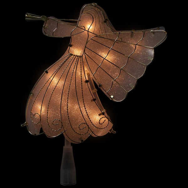 10 in. Gold Angel Tree Topper Warm White Lights