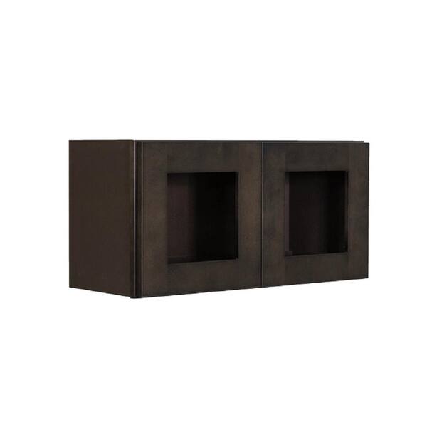 LIFEART CABINETRY Lancaster Shaker Assembled 24 in. x 18 in. x 12 in. Wall Mullion Door Cabinet with 2 Doors in Vintage Charcoal