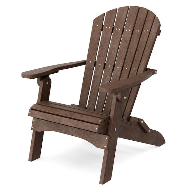 Wildridge Heritage Tudor Brown Plastic Outdoor Folding Adirondack Chair