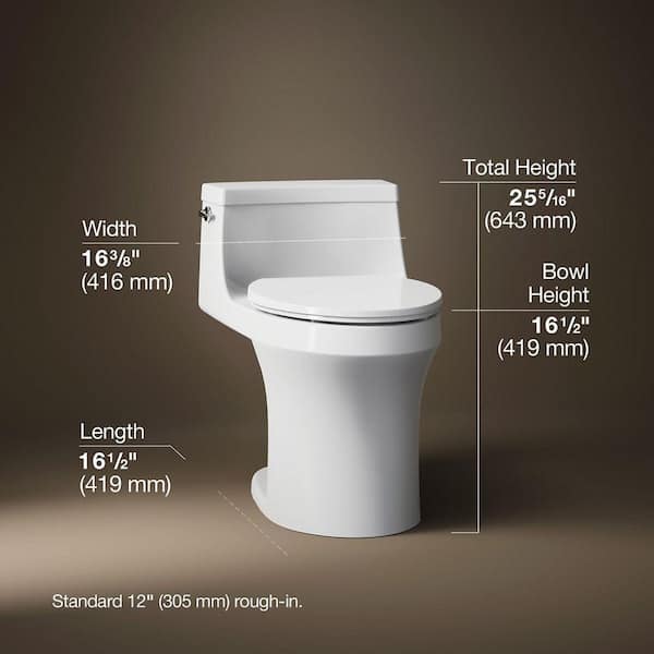 San Souci 12 in. Rough In 1-Piece 1.28 GPF Single Flush Elongated Toilet in White Seat Included