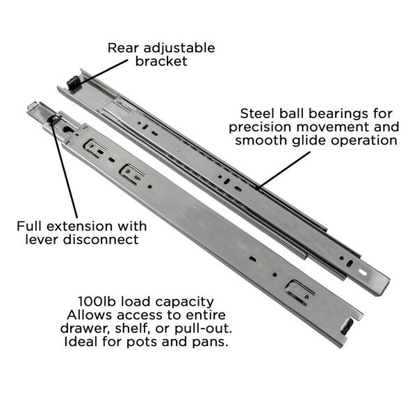 12 in. Side Mount Full Extension Ball Bearing Drawer Slide (2-Pack) 12 in. Side Mount Full Extension Ball Bearing Drawer Slide (2-Pack)