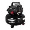 Husky 6 Gal. 175 PSI Electric Oil-Free High Performance Jobsite Pancake Air Compressor with Dual Gauges and 2-Quick Couplers 0210646