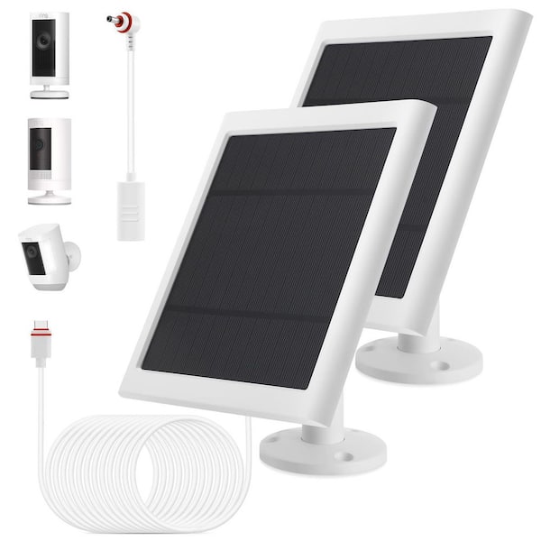 Vrbgify 2-Pack Solar Panel for Outdoor Cameras with 10 ft. Cable and 360° Bracket