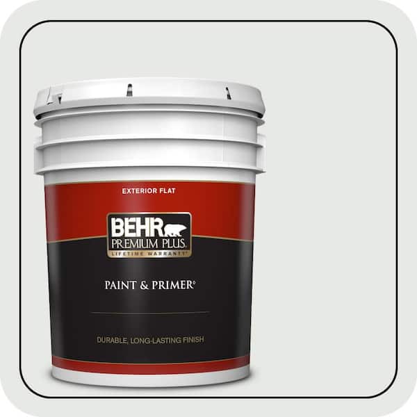 BEHR PREMIUM PLUS 5 gal. #PPL-55 Coastal Fog Flat Exterior Paint & Primer