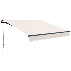 12 ft. x 8 ft. Metal Manual Patio Retractable Awnings 98.42 in. Projection in Khaki