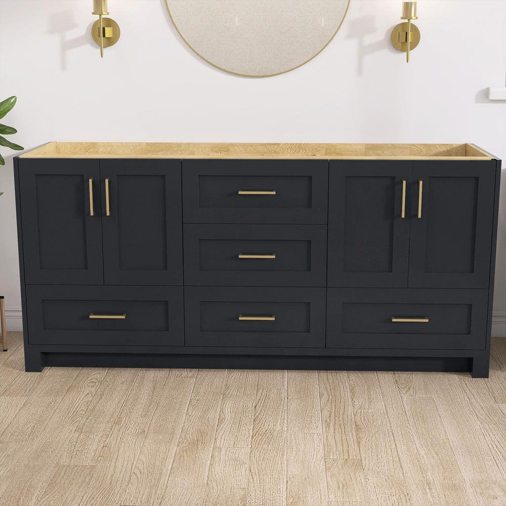 Sob 72 in. W x 21.5 in. D x 33.5 in. H Solid Wood Double Bath Vanity Cabinet without Top in Graphite Gray Assembled price history on PriceWatchPro