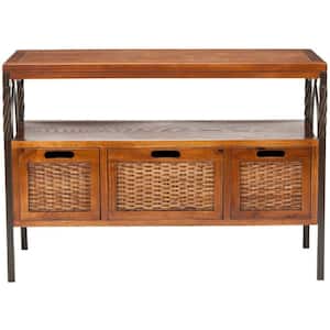 Jennifer 3-Drawer Brown Console Table
