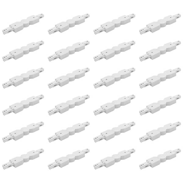 H Track Light Adjustable Connector, Single Circuit 3-Wire Track Light Accessories, 120V Live Power Source, White 24 Pack