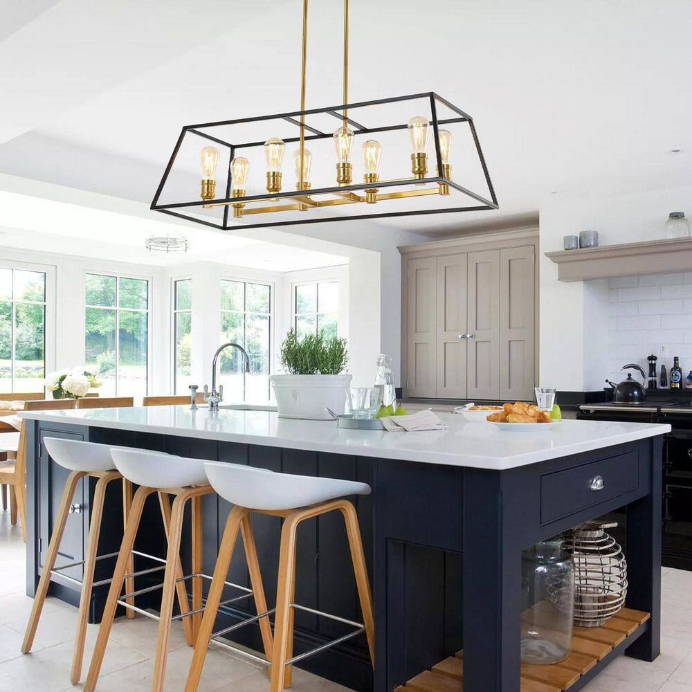 Liane 35" Black and Gold LED Farmhouse Island Pendant