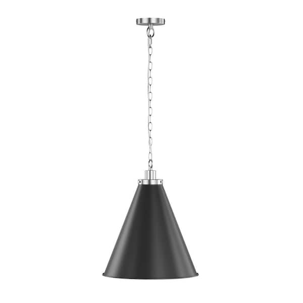 aiwen 15.8 in. 1-Light Modern Nickel Cone Pendant Light Kitchen Island Adjustable Hanging Lighting