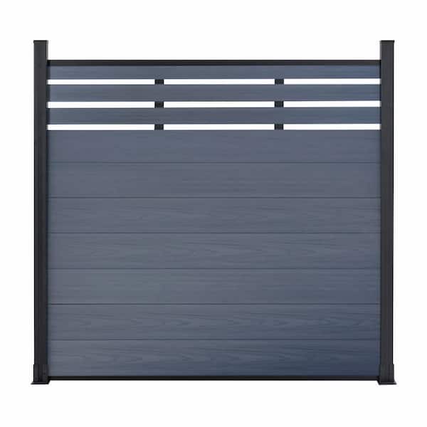 Garden Fence Board 6 ft. H x 6 ft. W Grey Composite Fence Panel with Two Posts