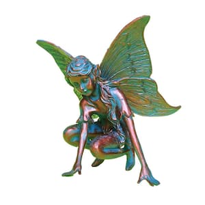 7.5 in. L Lying Dreamer Fairy Home Patio and Garden Statue in Bronze Patina