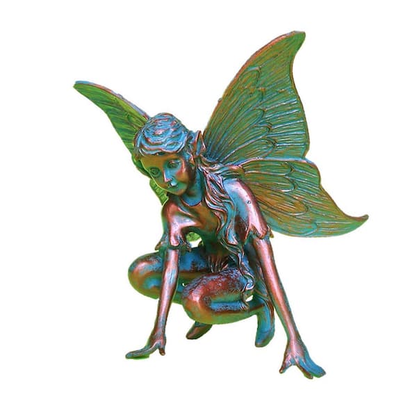 HOMESTYLES 7.5 in. L Lying Dreamer Fairy Home Patio and Garden Statue in Bronze Patina