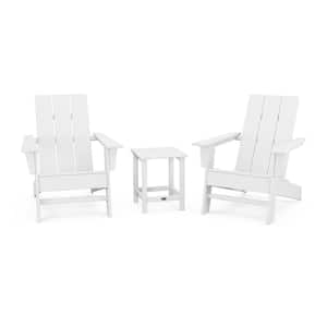 Grant Park Plastic Outdoor Patio White Adirondack Chairs Set (3-Piece)