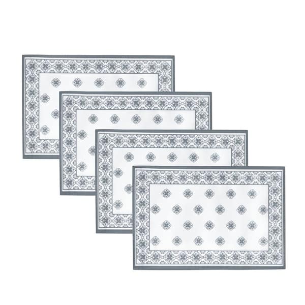 Threadmade Home Amani Tile Placemat, Set of 4, Gray - 13"W x 19"L
