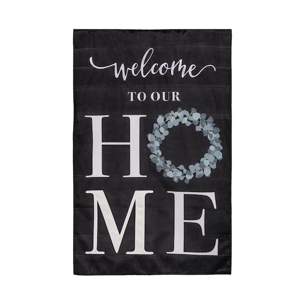 Evergreen Enterprises 2-1/3 ft. x 3-2/3 ft. Eucalyptus Welcome House Burlap Flag