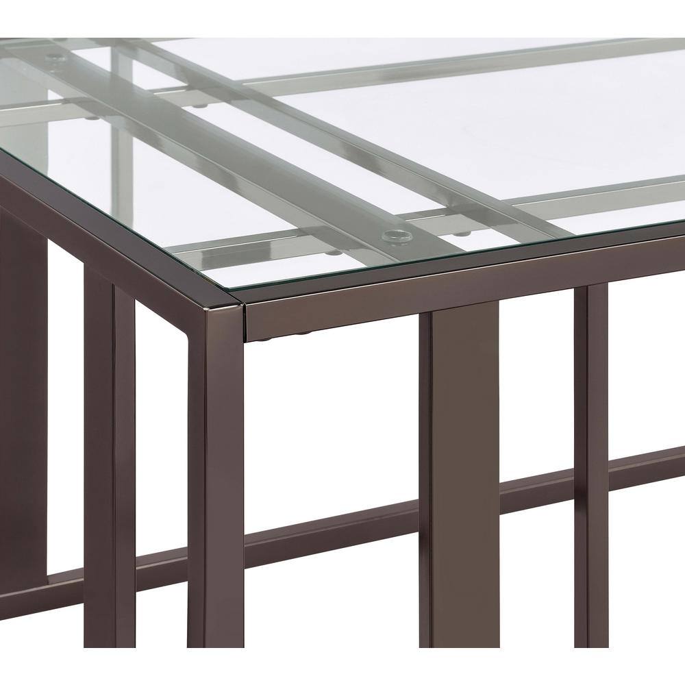 Adri Black Nickel Rectangular Glass Top Sofa Table