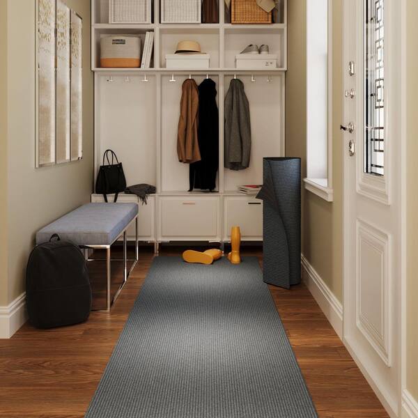 Non-Slip, Stain-Resistant Utility Runner Rug –Extra-Long Custom Sizes– All-Weather & Absorbent for Heavy Traffic– Gray