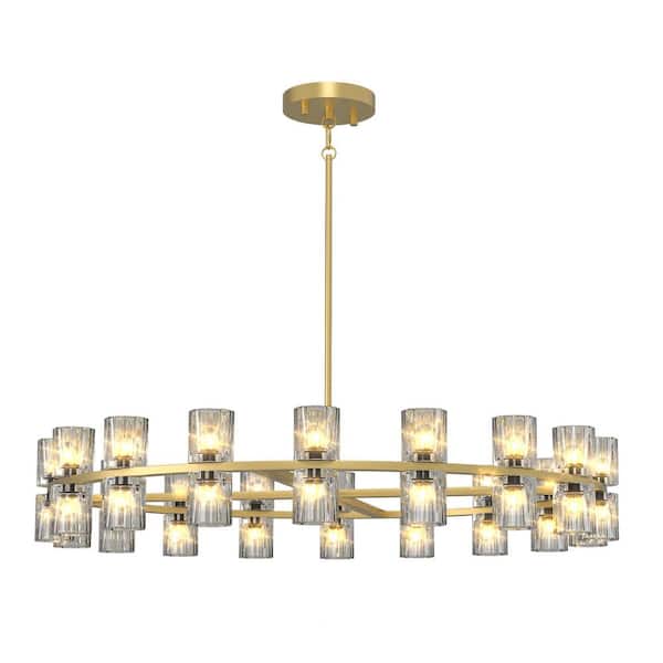 36-Light Gold Round Chandelier, 48 in. Modern K9 Crystal Chandelier for Dining Room, Living Room, Foyer (Bulbs Included)