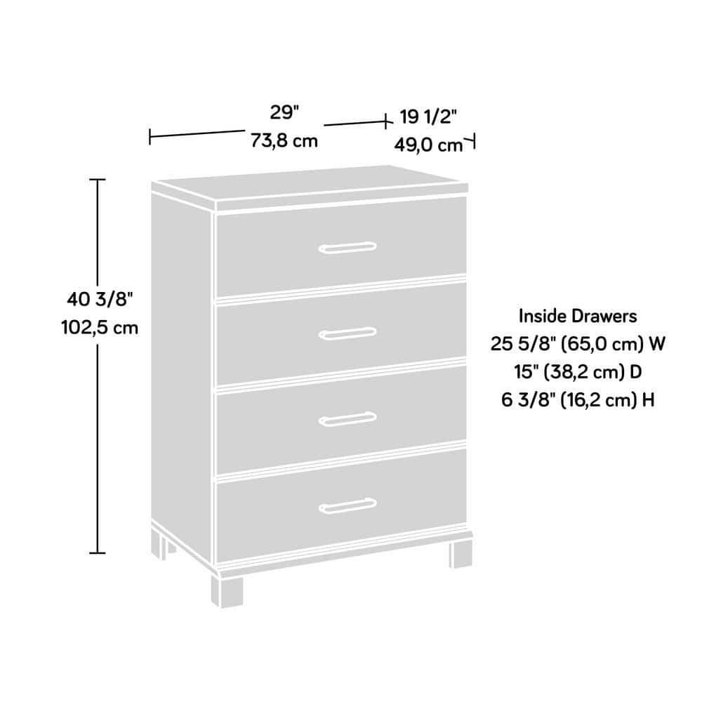 Timber Oak 4-Drawer Chest with Metal Handles