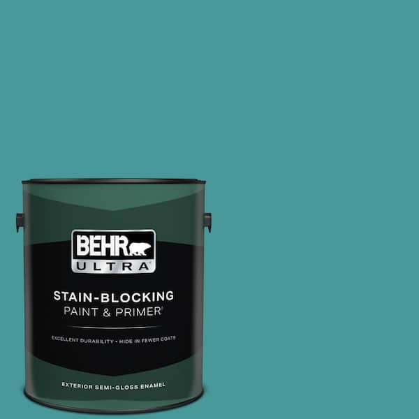 BEHR ULTRA 1 gal. #510D-6 Aquatic Green Semi-Gloss Enamel Exterior Paint & Primer