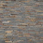 Rustique 8 in. x 18 in. x 10 mm Interlocking Textured Slate Mosaic Tile (1 sq. ft.)