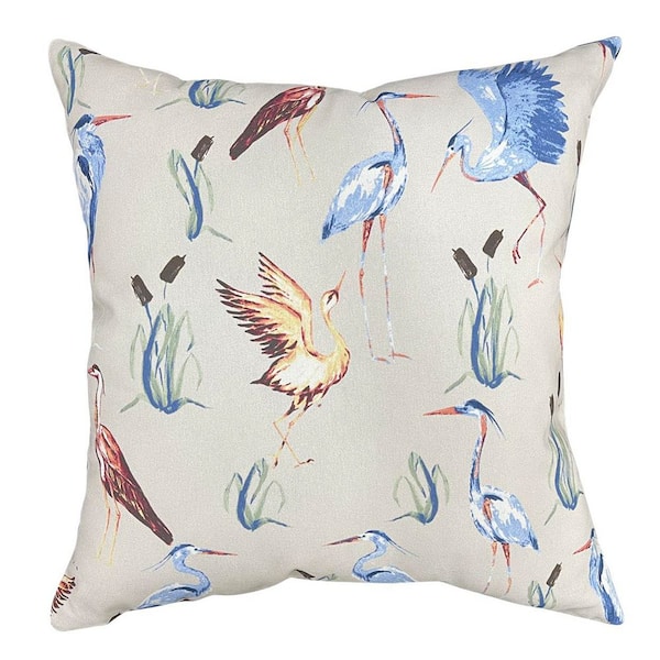 18 in. x 18 in. Outdoor Patio Throw Pillow in Allover Bird