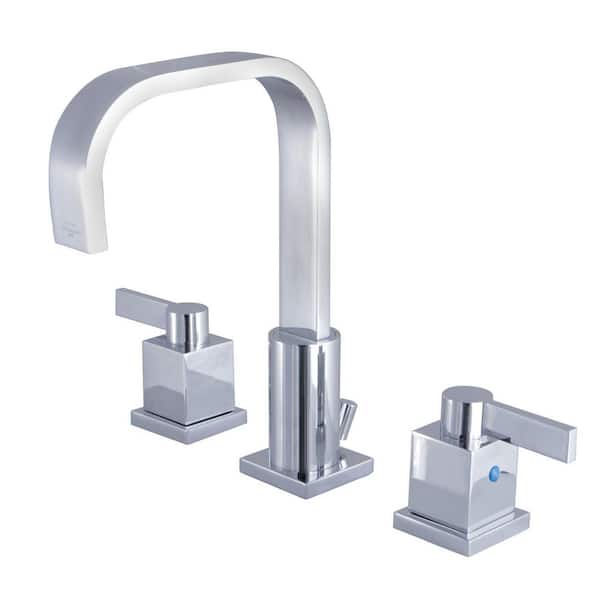 Kingston Brass Meridian 8 in. Widespread 2-Handle Bathroom Faucets with Plastic Pop-Up in Polished Chrome