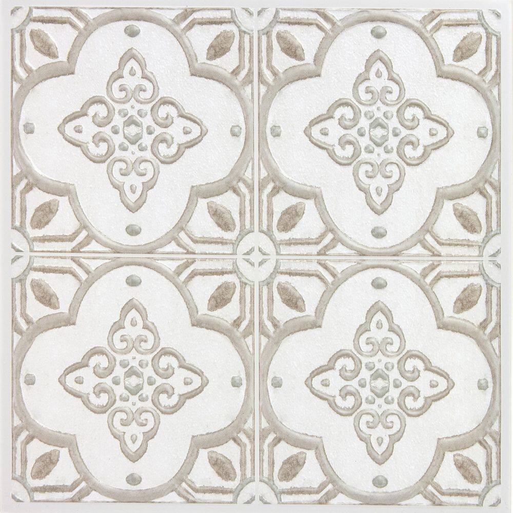 WallPOPs Clover Taupe Embossed Peel and Stick Backsplash Tile Wall Decal WPBS4642 The Home Depot